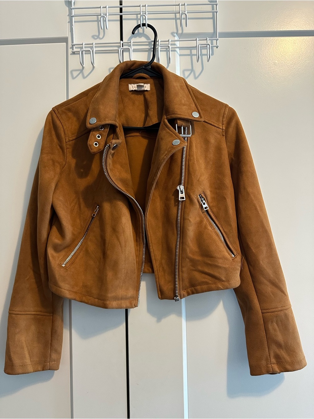 Topshop Women's Suede Moto Jacket - Brown